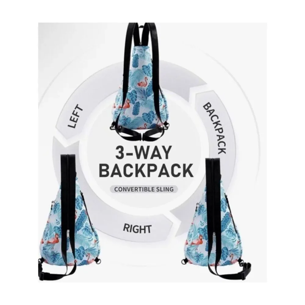 Flamingo Sling Backpack Convertible Crossbody Daypack Travel Beach Unisex Water